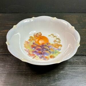 Vintage Luster Porcelain Serving Bowl with Fruits Marked Germany 52